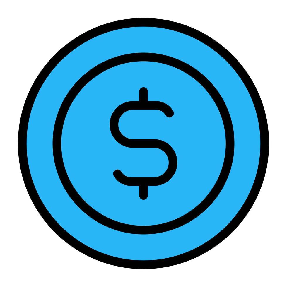 Money Coin Simple Line Icon Symbol vector