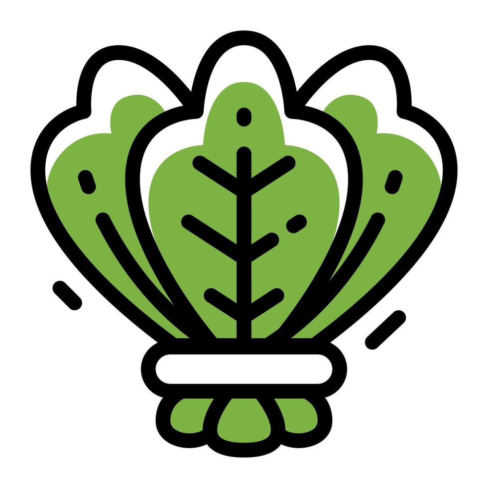Spinach Kale Lettuce Simple Line Icon Logo Symbol vector