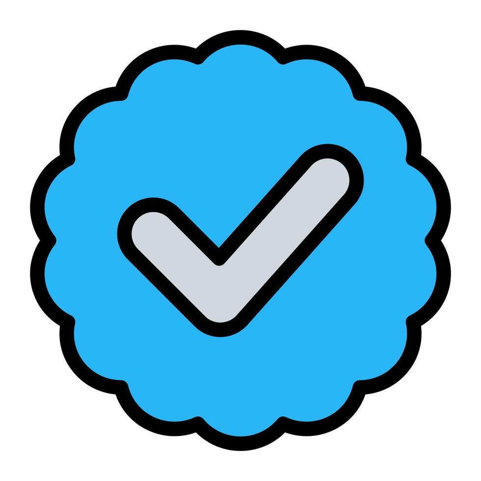 verified check badge stamp simple line icon symbol vector
