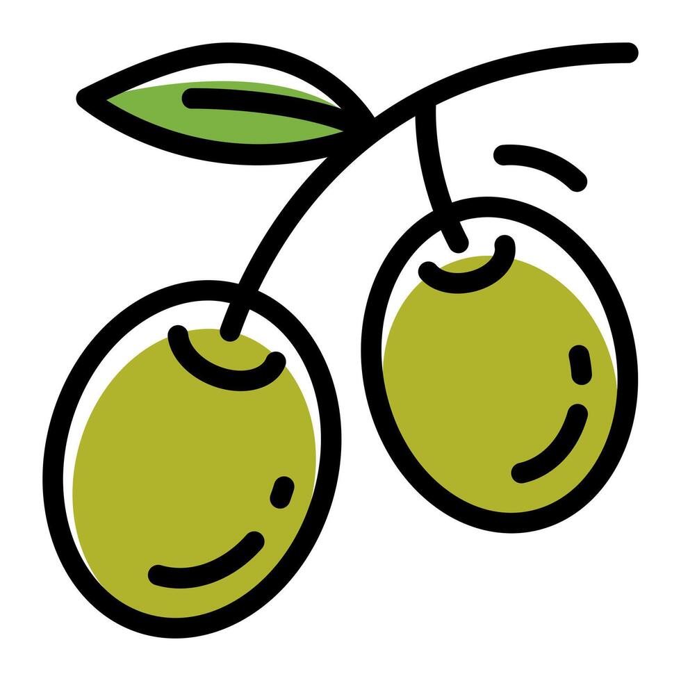 Olive Fruit Simple Line Icon Logo Symbol vector