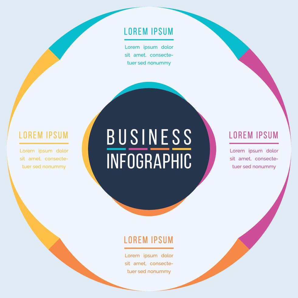 Business Infographic design 4 Steps, objects, elements or options infographic circle template for business information vector