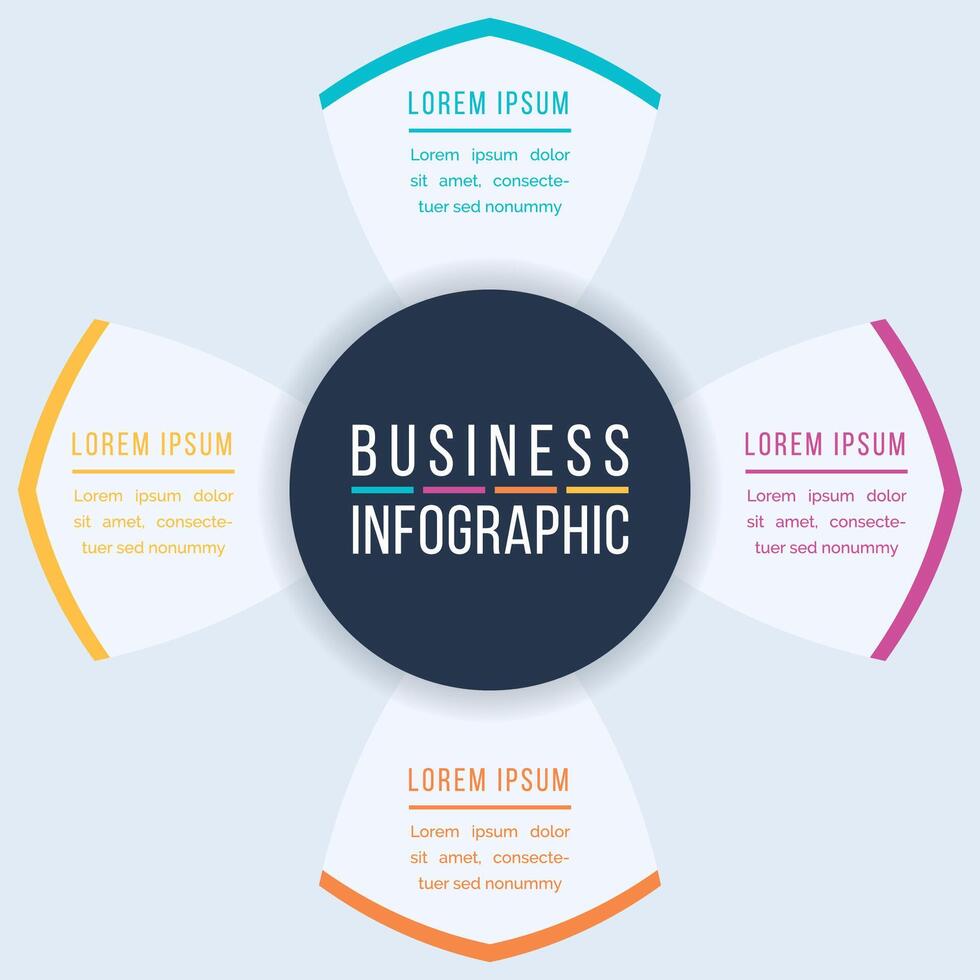 4 Options Infographic circle design 4 steps, objects, elements or options information business infographic template vector