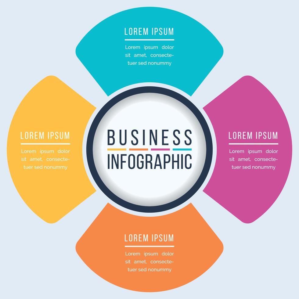 Circle Infographic design 4 Steps, objects, elements or options business information template vector