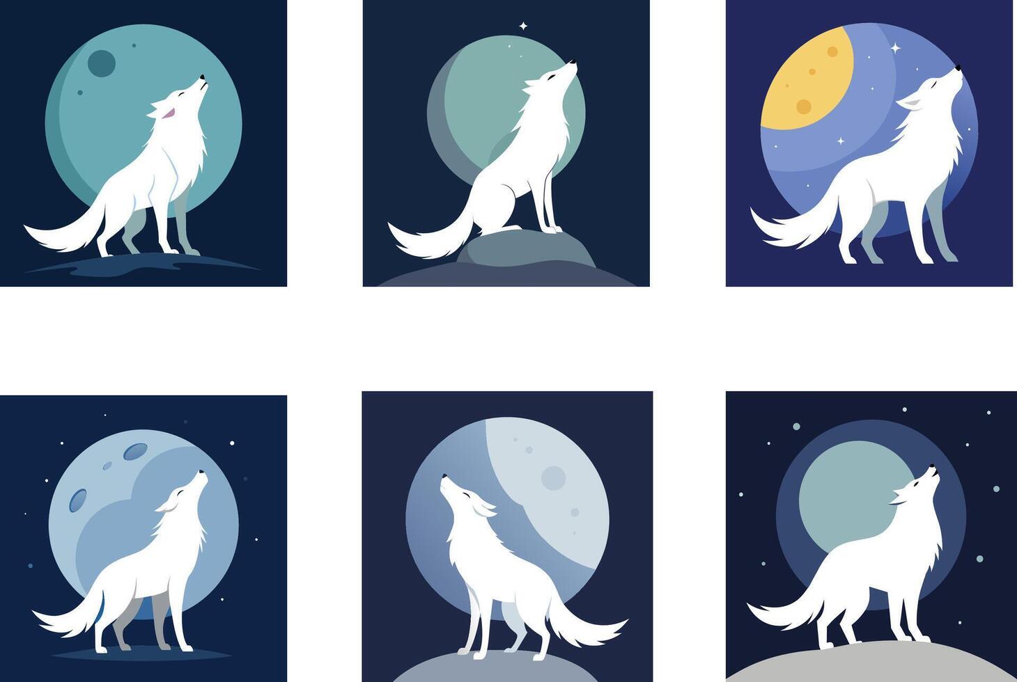 Fox moon illustration vector