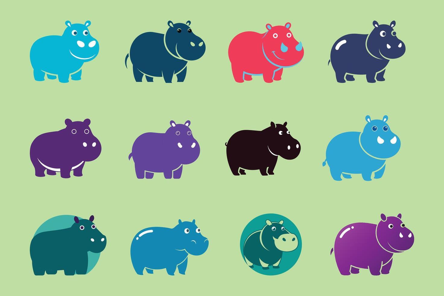 Hippo logo icons vector