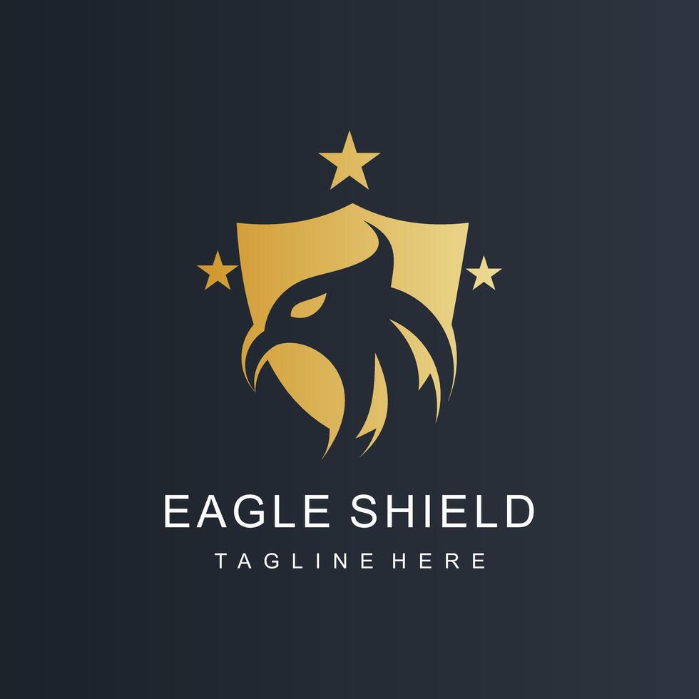 Eagle logo design with shiled creative concept Premium vector