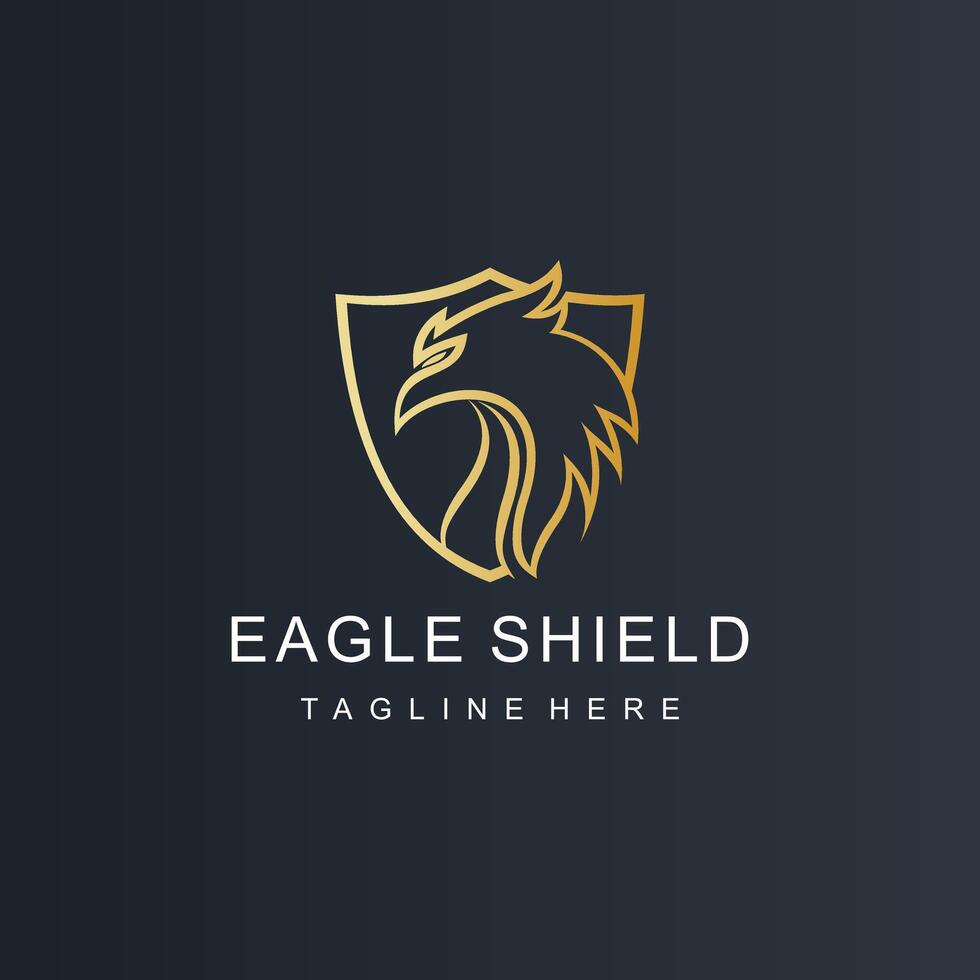 Eagle logo design with shiled creative concept Premium vector