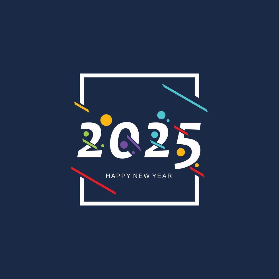 Happy new year 2025 logo design unique concept Premium vector