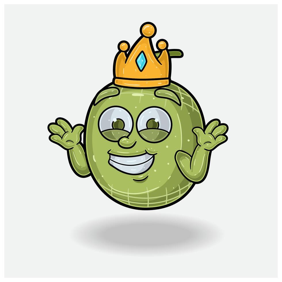 Melon Fruit Mascot Character Cartoon With Dont Know Smile expression. For brand, label, packaging and product. vector