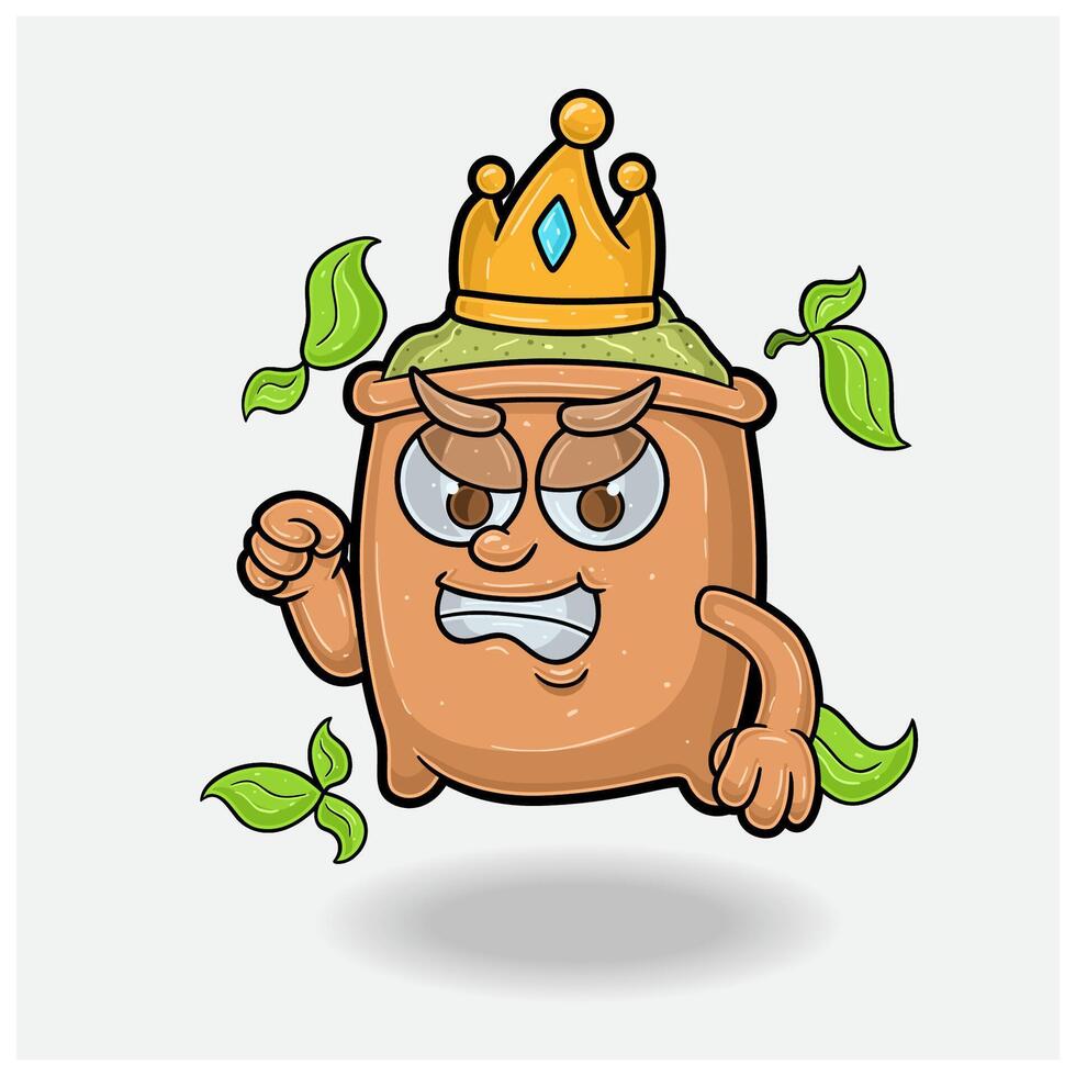 Matcha Mascot Character Cartoon With Angry expression. For brand, label, packaging and product. vector