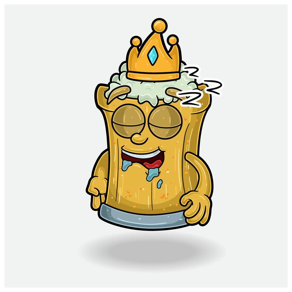 Root Beer Mascot Character Cartoon With Sleep expression. For brand, label, packaging and product. vector