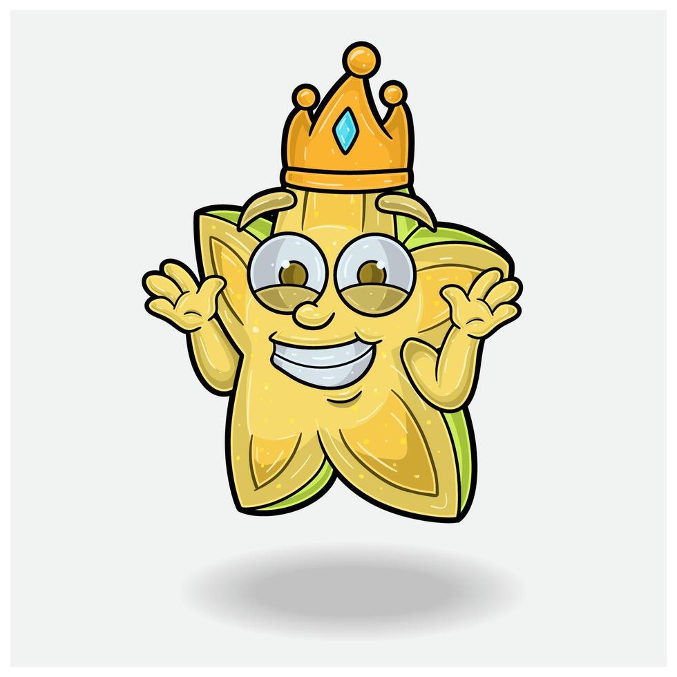 Star Fruit Mascot Character Cartoon With Dont Know Smile expression. For brand, label, packaging and product. vector