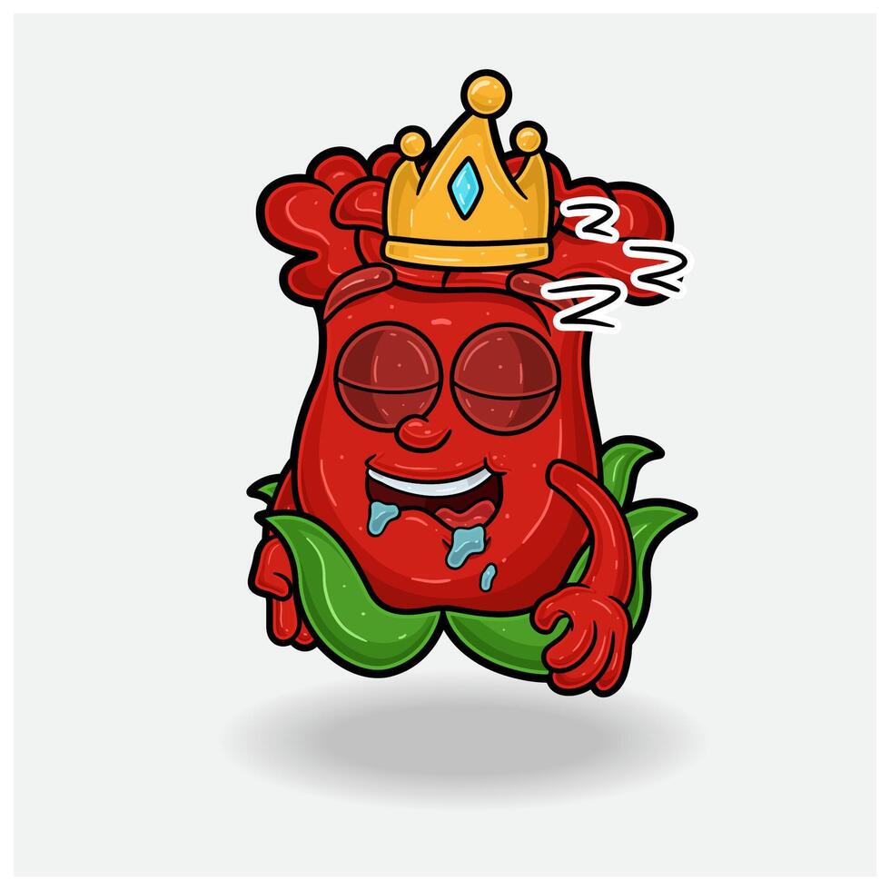 Rose Flower Mascot Character Cartoon With Sleep expression. For brand, label, packaging and product. vector