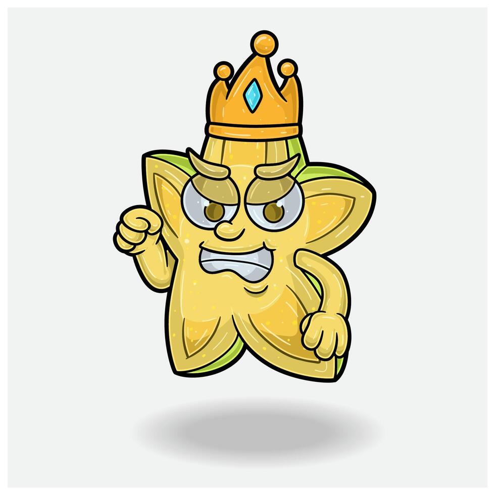 Star Fruit Mascot Character Cartoon With Angry expression. For brand, label, packaging and product. vector