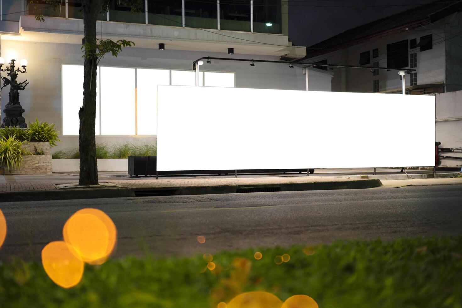 Large blank billboard promotion displayed on the front of the restaurant photo