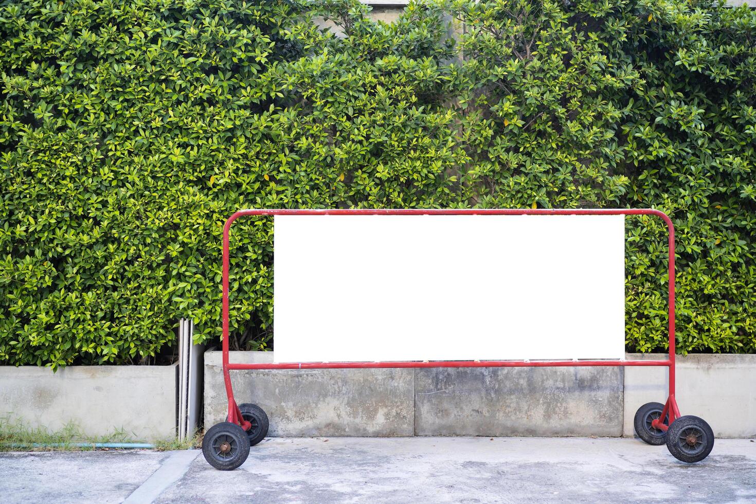 Mock up. Shoping trolley bay in a parking lot near supermarket photo