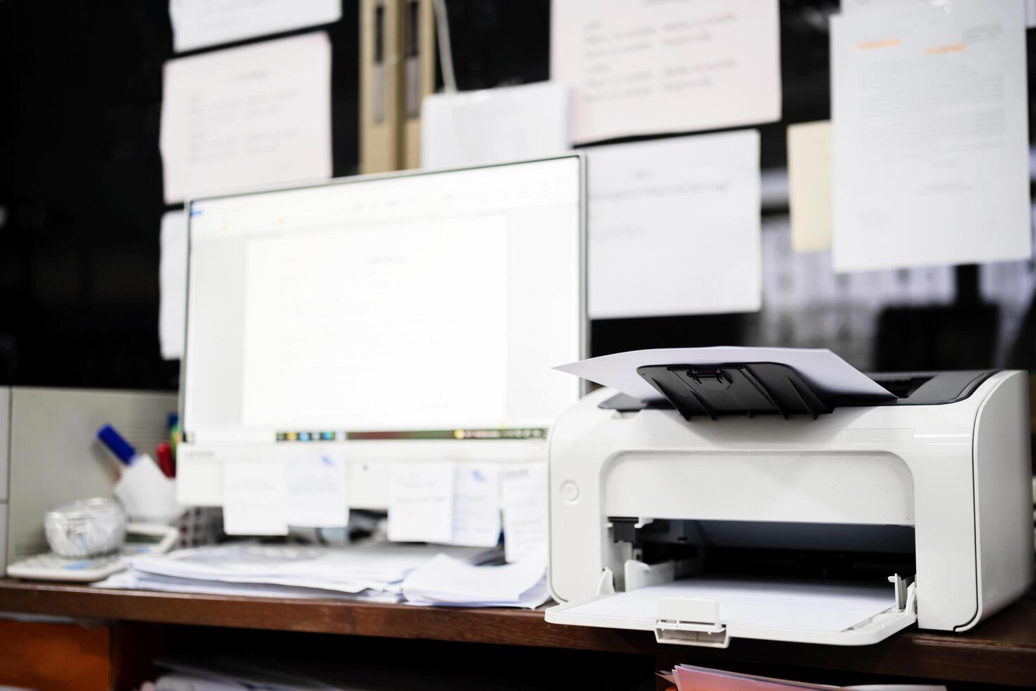 Printer scanner or laser copy machine in office photo