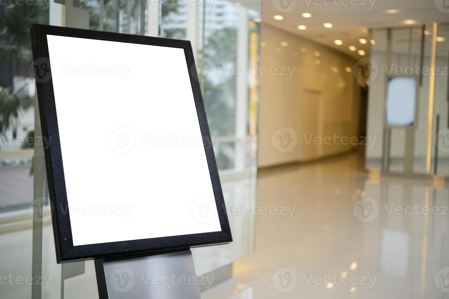 Template of an interior empty information billboard, Mock-up of a city banner placeholder and poster. photo