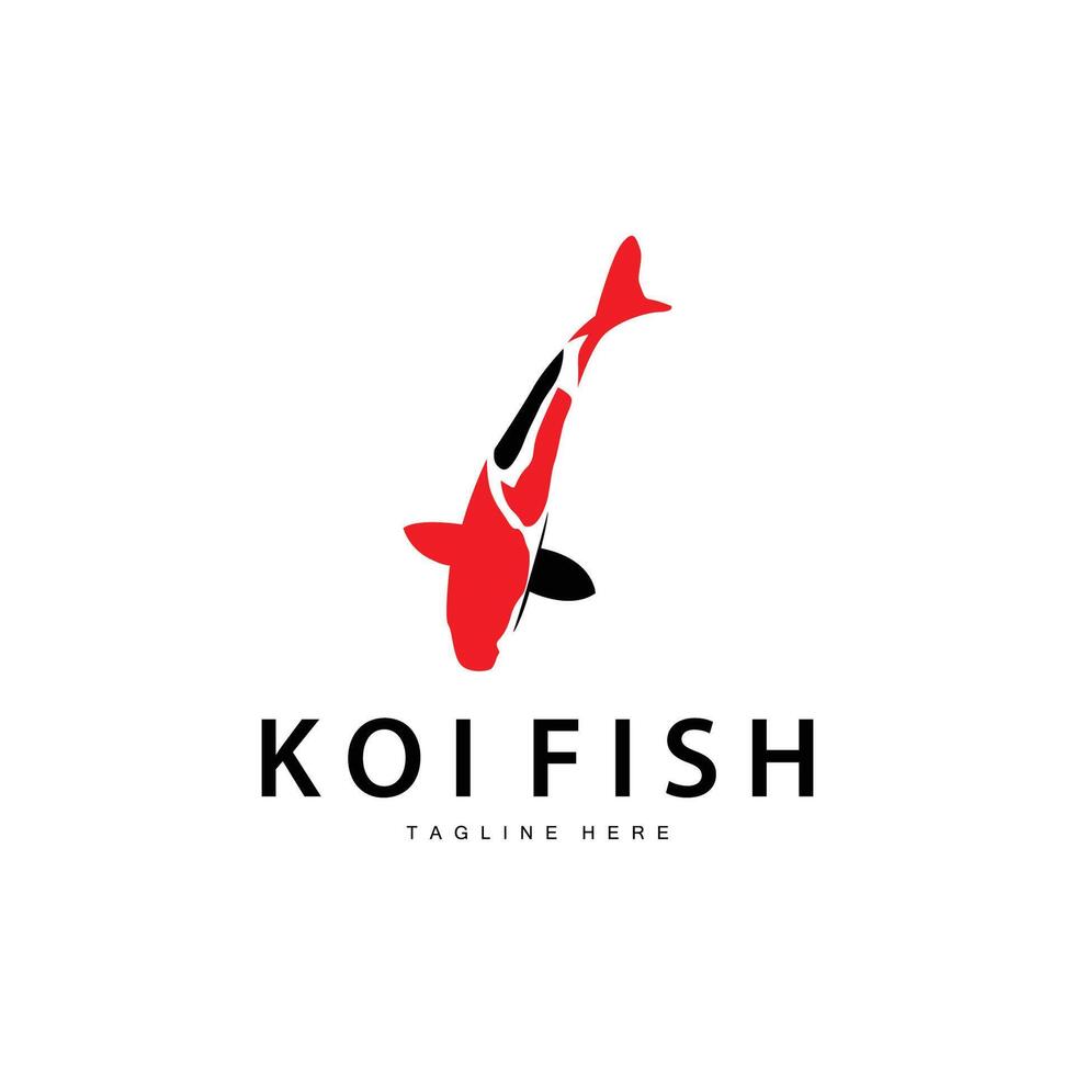Koi Fish Logo Design Chinese Lucky Ornamental Fish Goldfish Company Brand vector