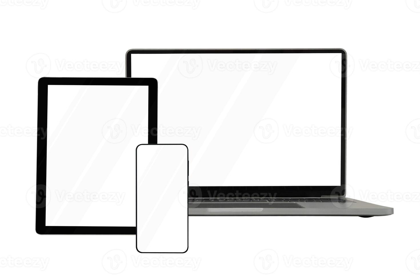 Laptops, tablets and mobile phones. Mock up image photo