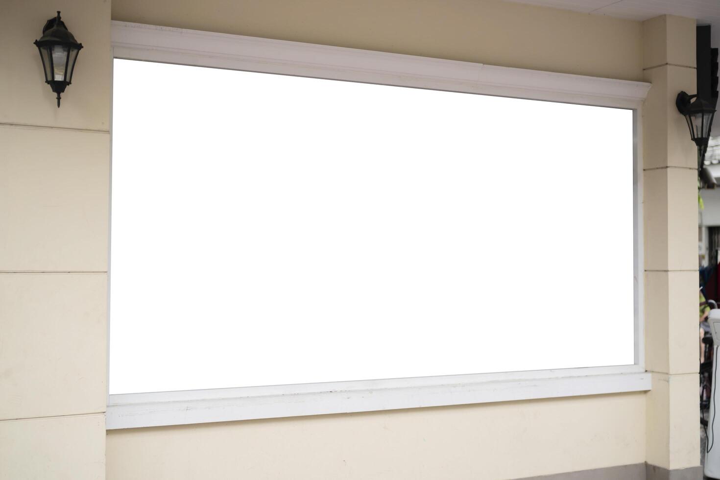 Blank billboard mock up signboard frame advertising located along a walkway photo