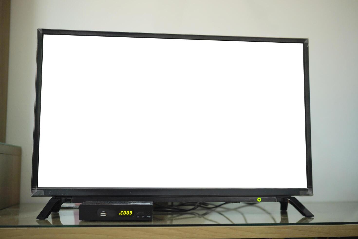 Big flat LCD Television with a blank screen photo