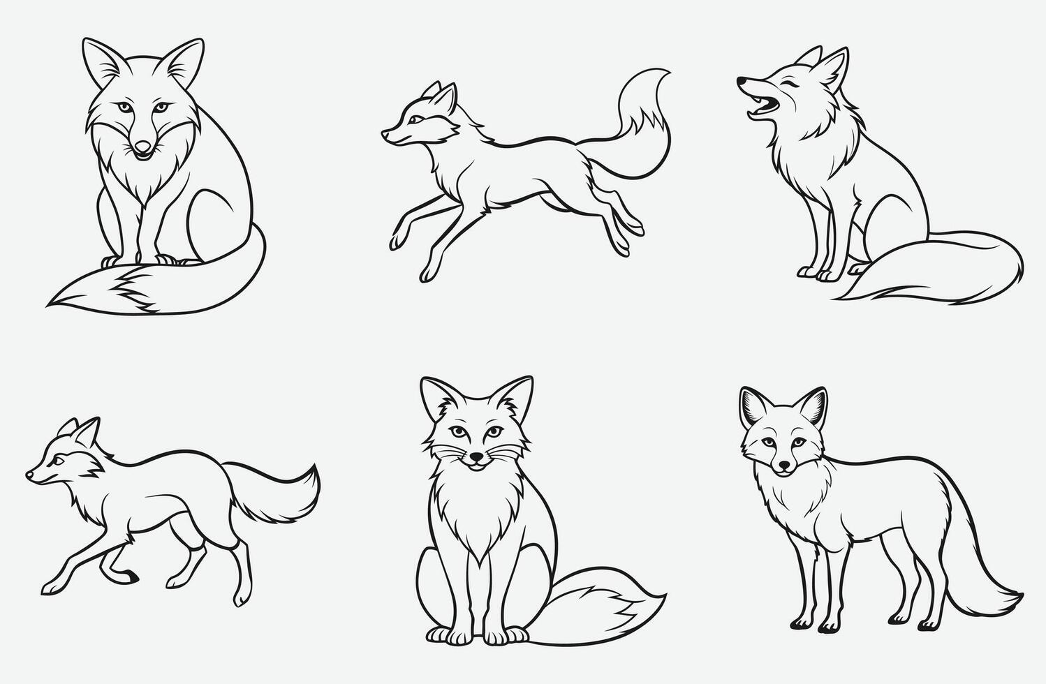 Enchanting Fox Line Art Collection vector