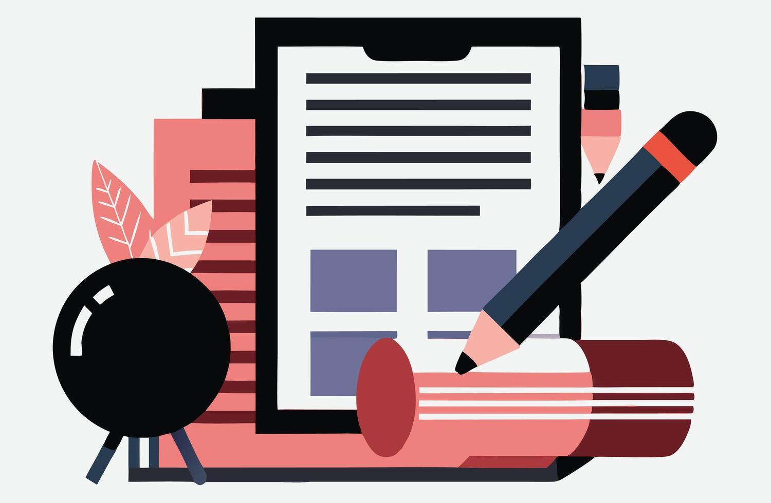 Innovative Isometric Illustrations on a Blue Background Featuring Detailed Pencil and Ink Work for Research Papers vector