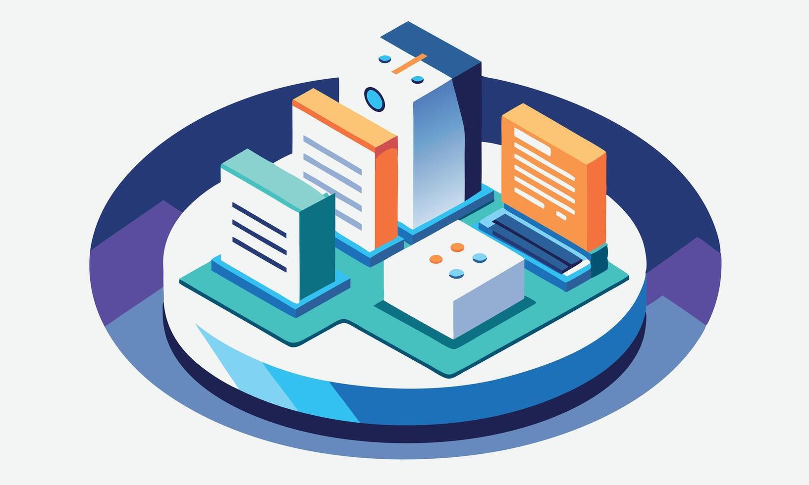 Stunning Circular Isometric Illustrations on a Pristine White Background, A Visual Exploration vector