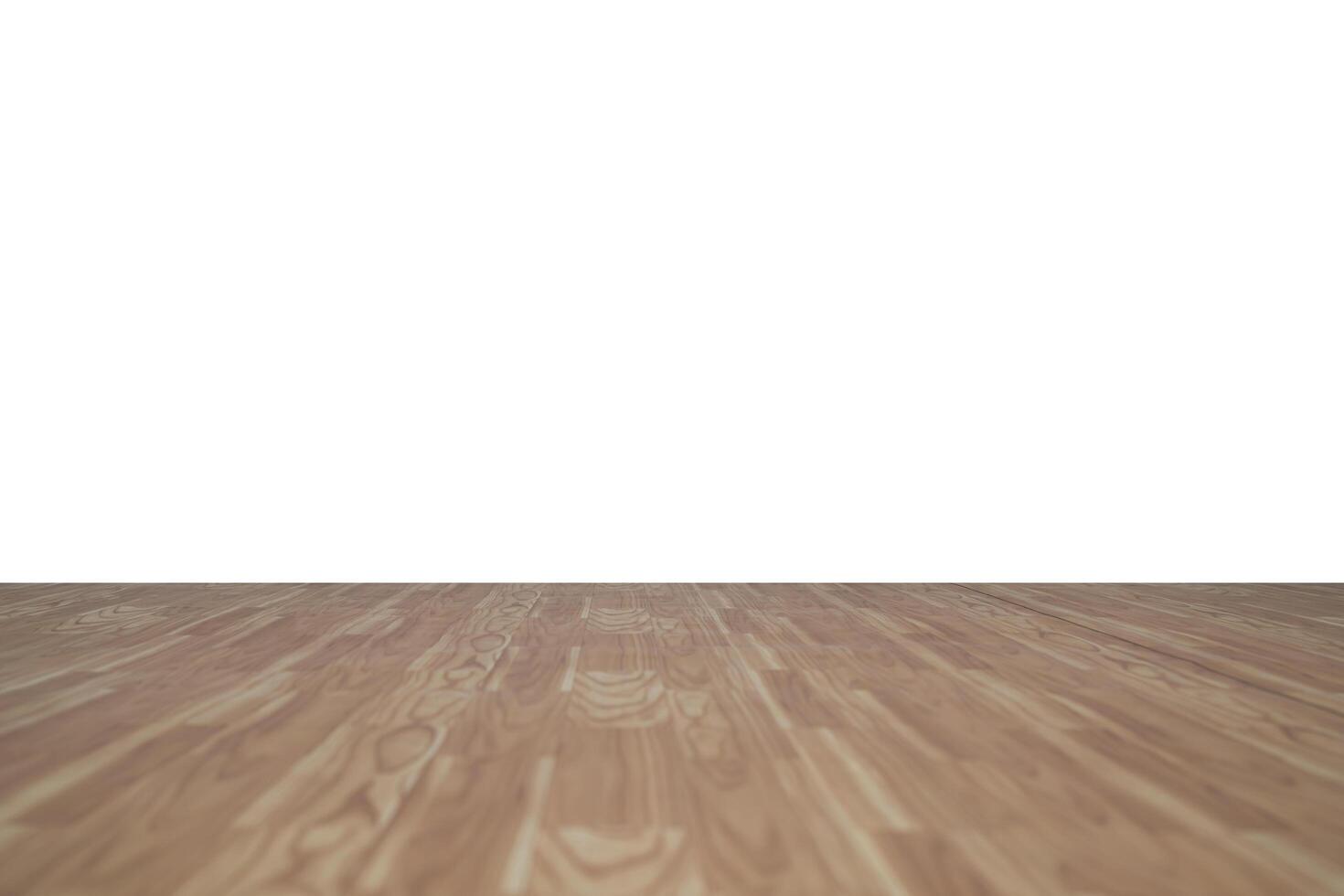 Wood floor perspective view with wooden texture in light brown color isolated on white wall background photo