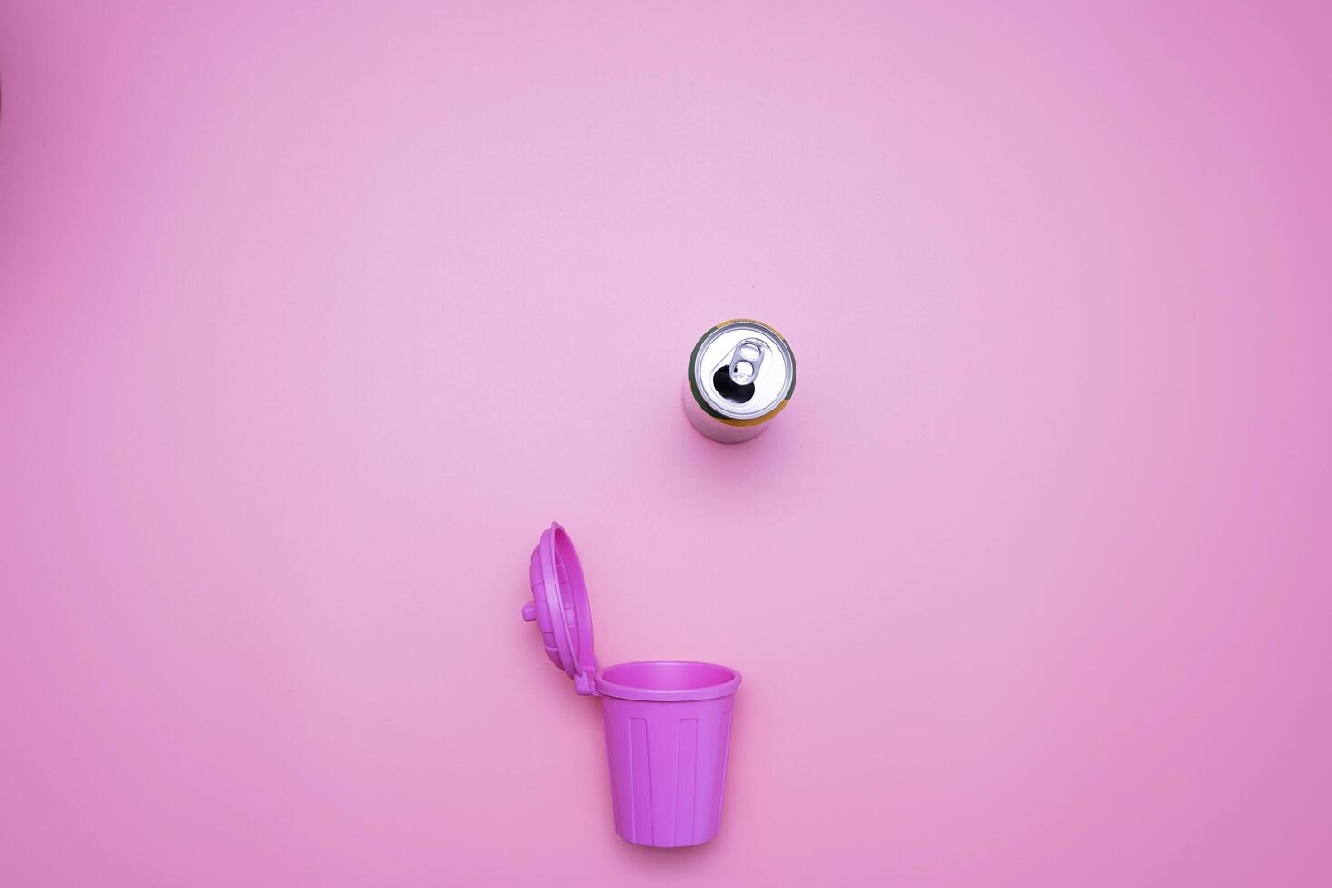 Top view of the trash and aluminum can waste isolated photo