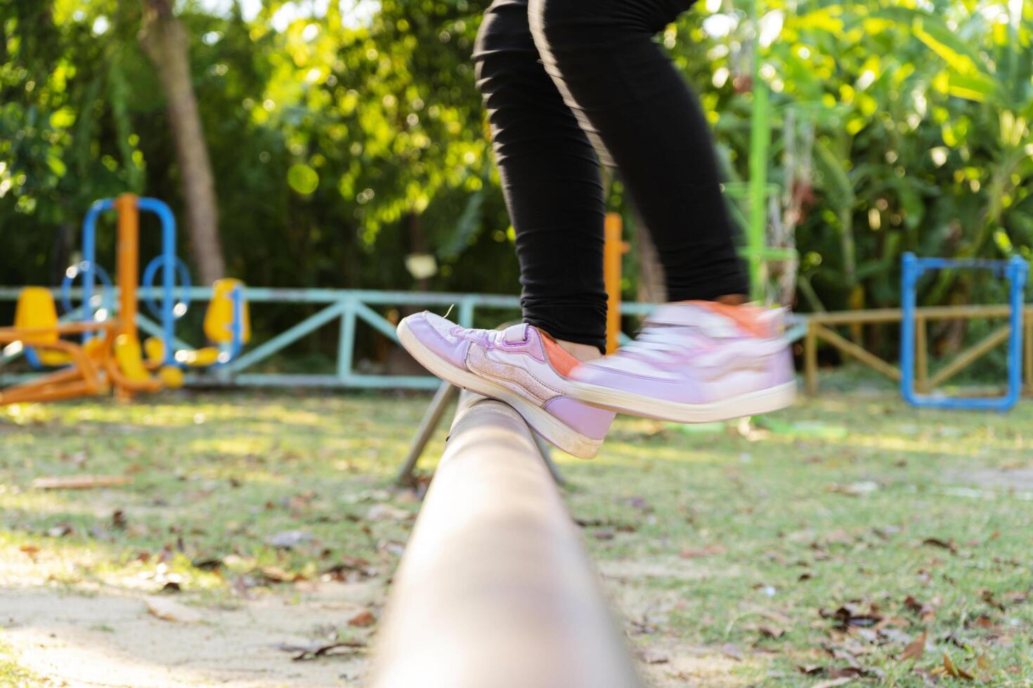 Children who are slipping fall from the play It is an accident that is unexpected to happen photo