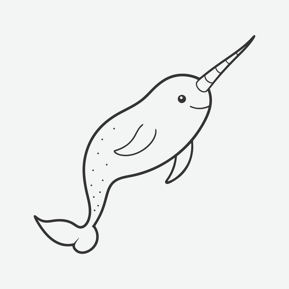 Stunning Narwhal Line Art , Majestic and Elegant Illustrations for Your Designs vector