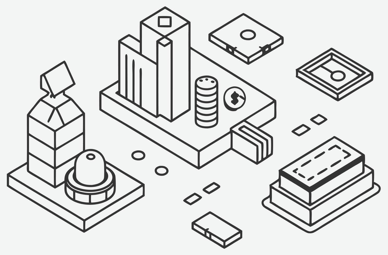 Ultimate Collection of Finance Isometric Illustrations Line Art vector