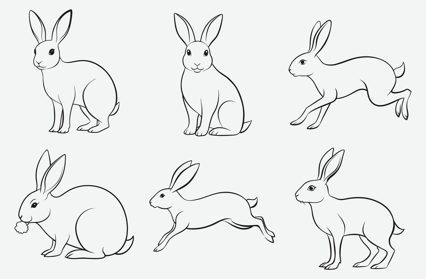 Ultimate Hare Line Art Set , Exquisite and Detailed Designs vector