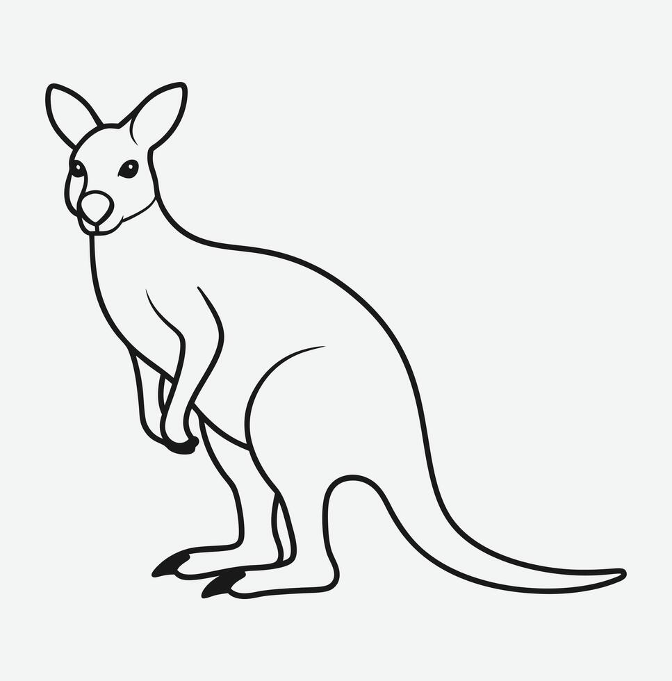 Majestic Kangaroo Line Art Illustration vector