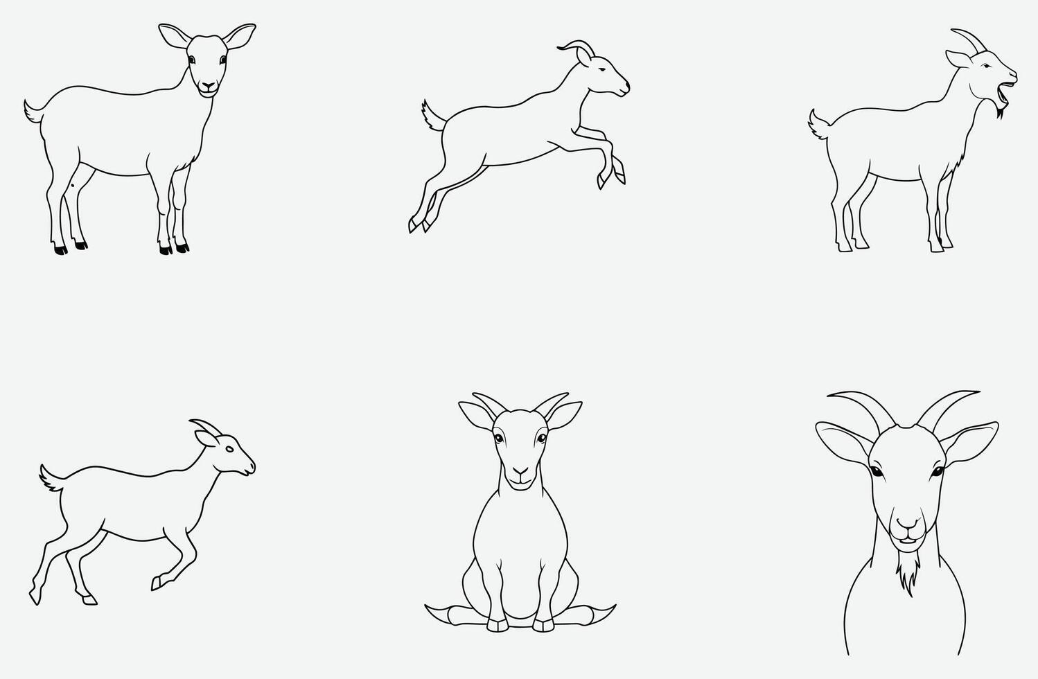 Masterful Goat Line Art Collection vector