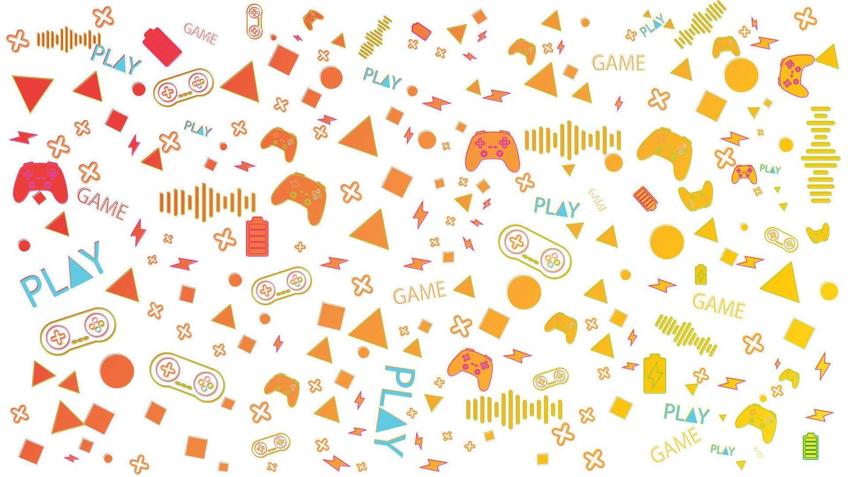 Game background with gamepad, joystick geometric pattern and graphic elements. Outline neon design illustration vector