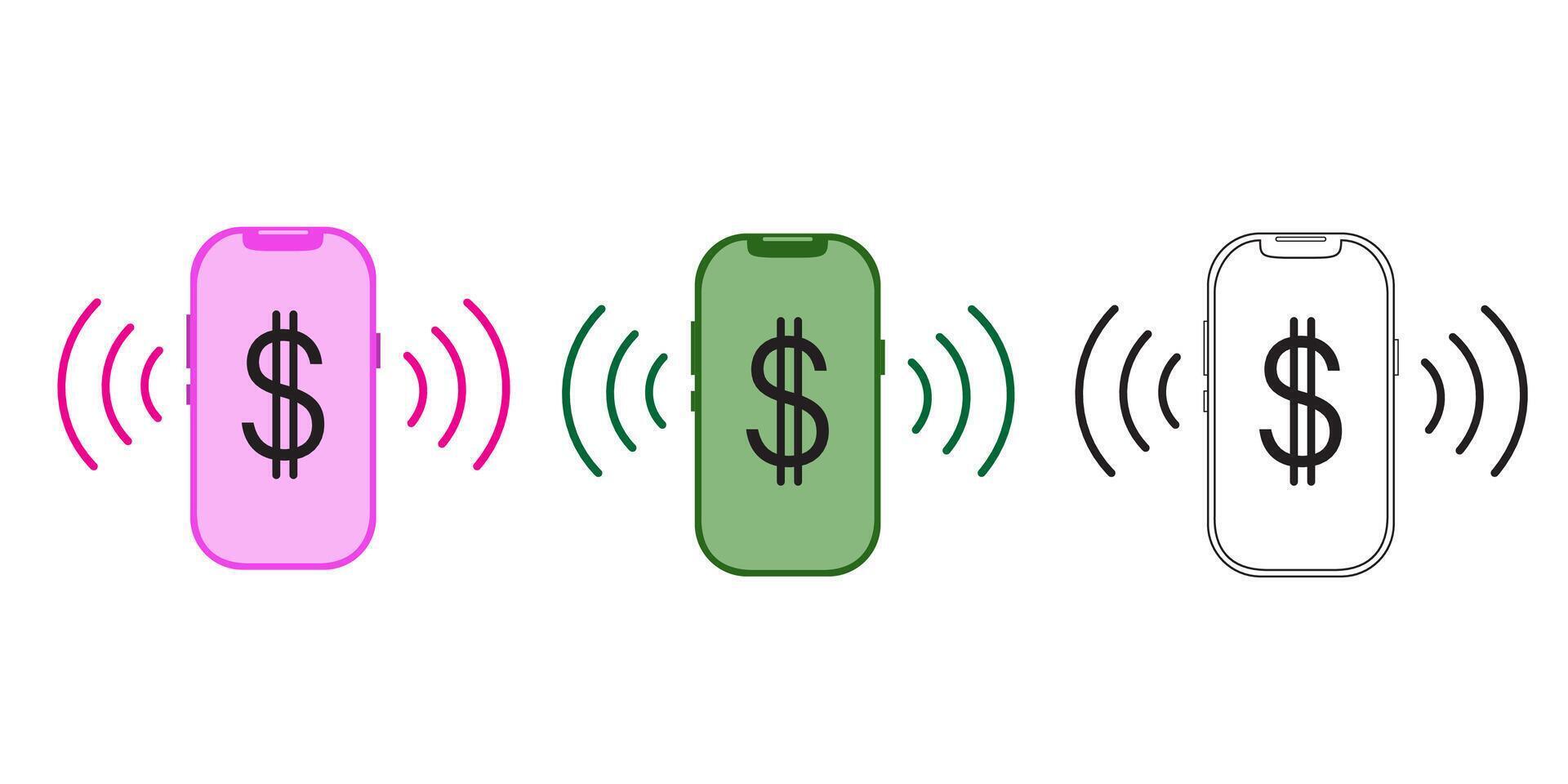 Mobile Payment Icon with Editable Stroke and Pixel Perfect. vector