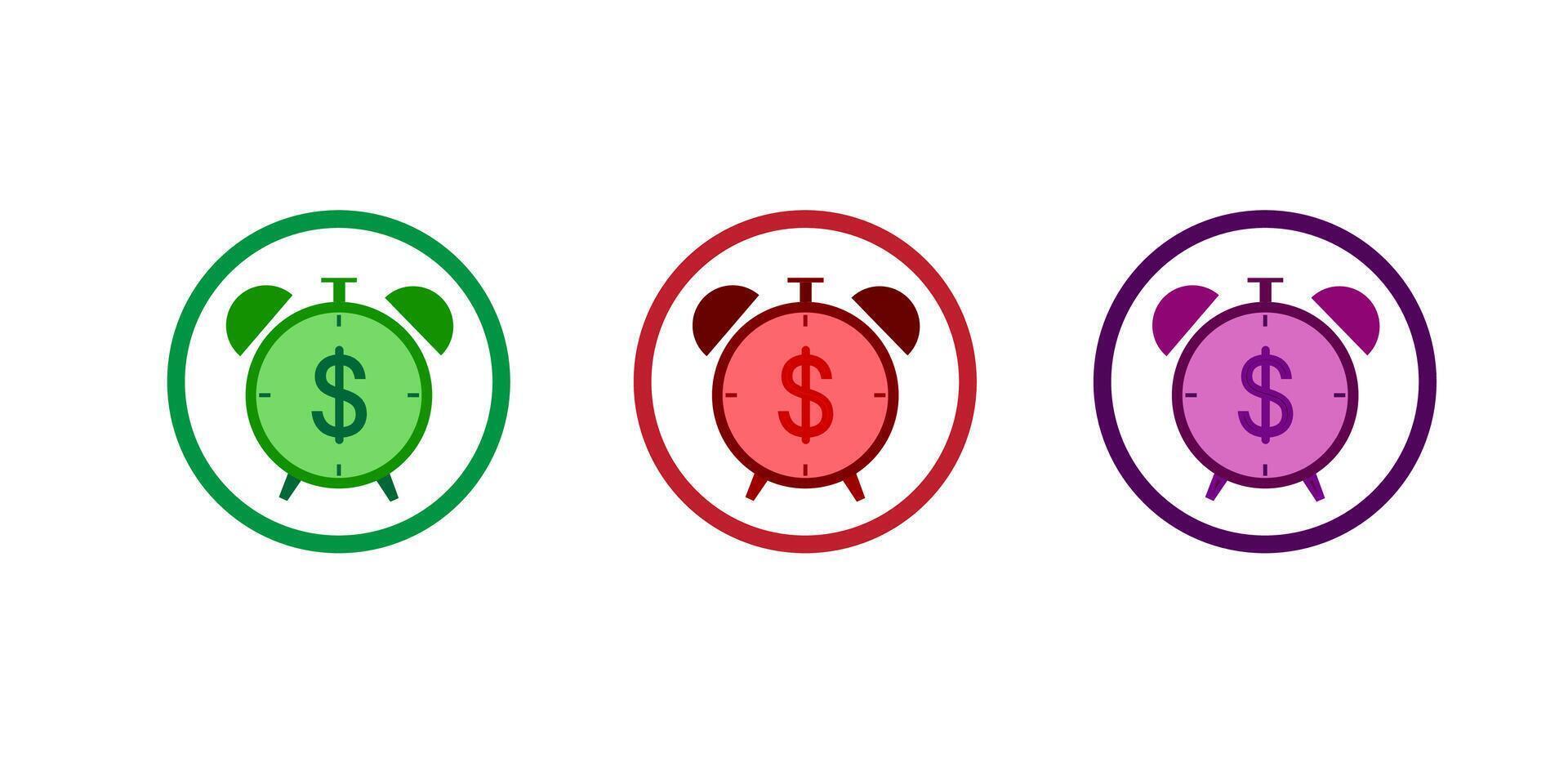 Time is money, alarm clock and stacked gold coins, deadline vector