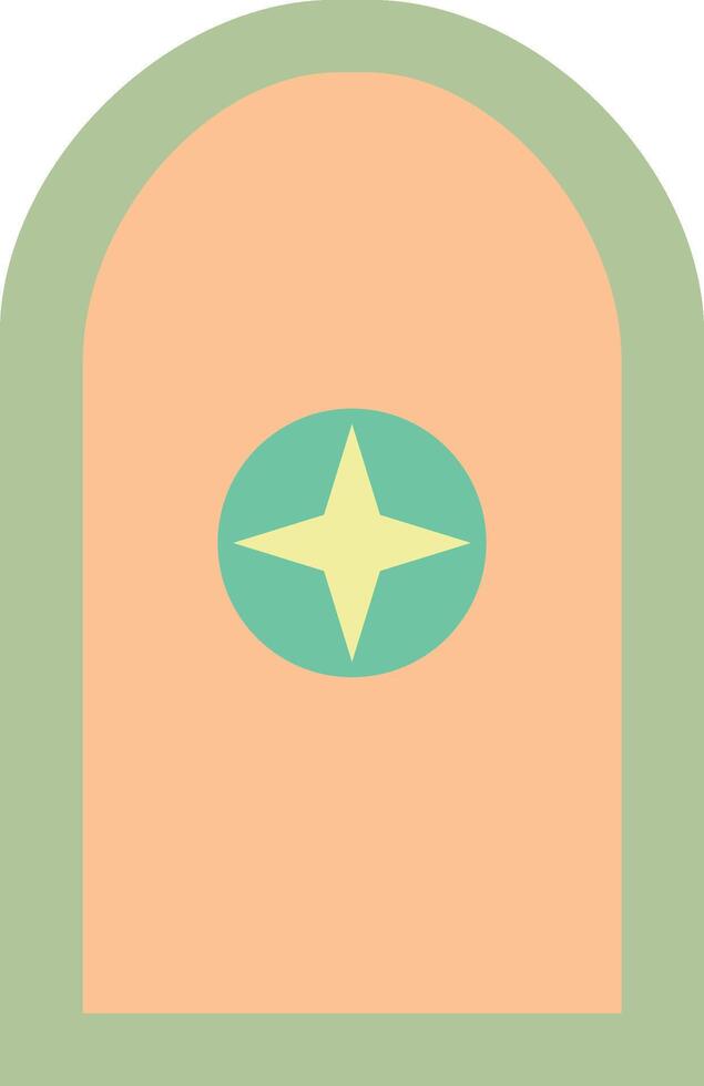 Icon of a door with a star, illustration in flat style vector