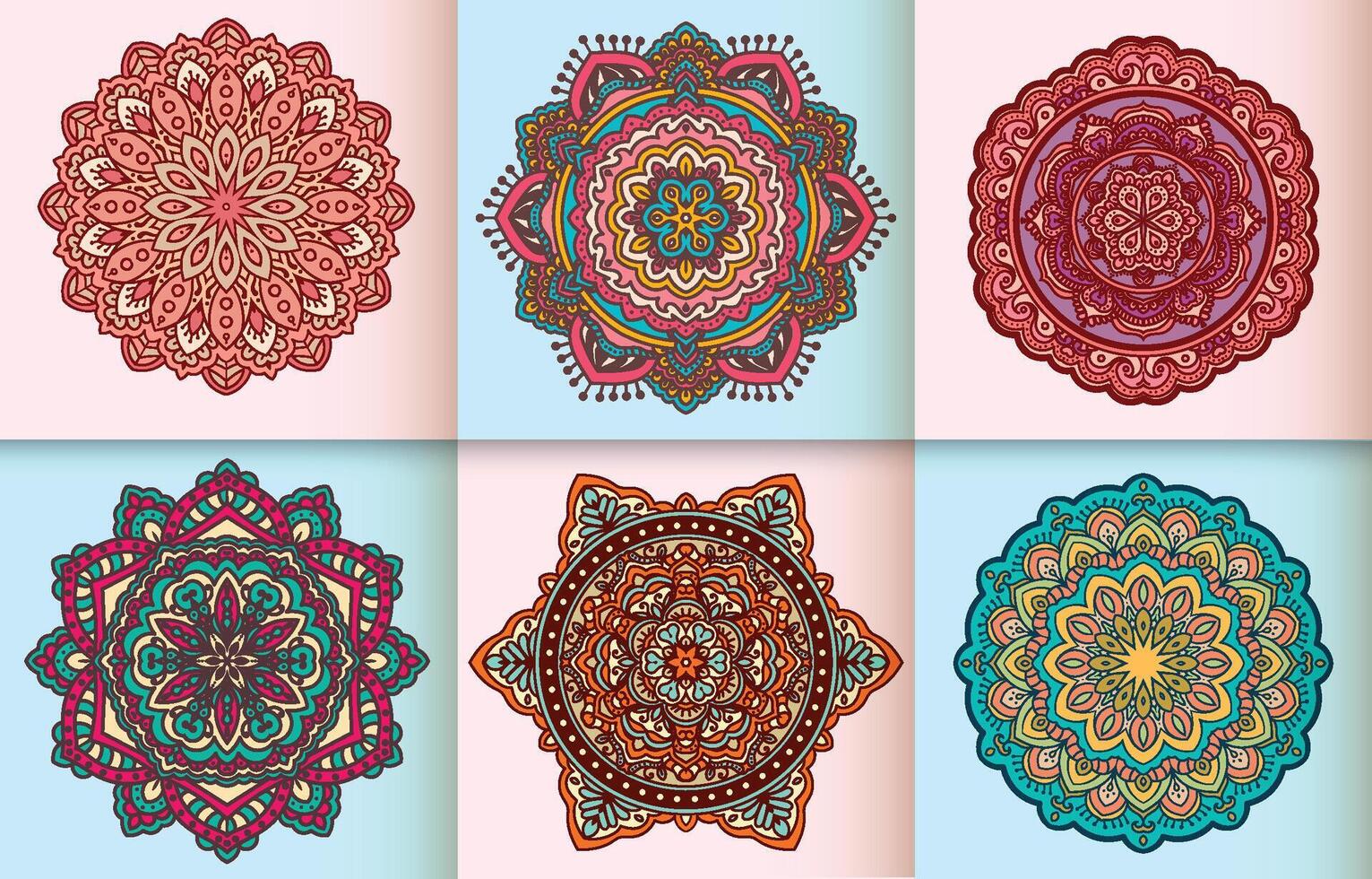 Set of Ethnic Mandala Vintage decorative elements vector