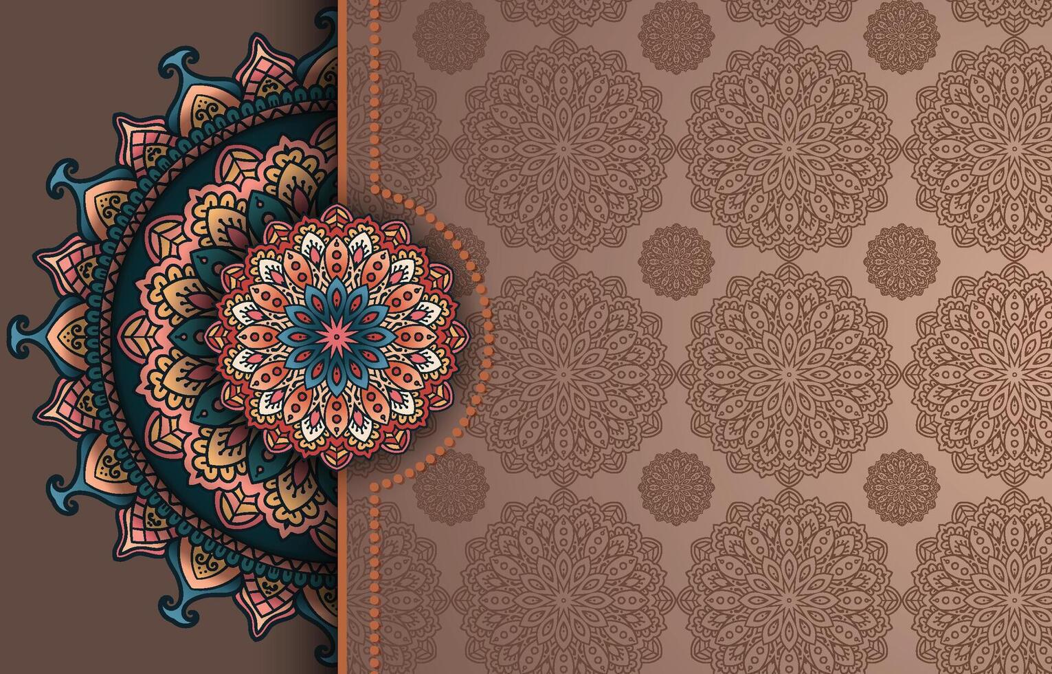 Beautiful Colorful Mandala Background with a Brown Theme vector