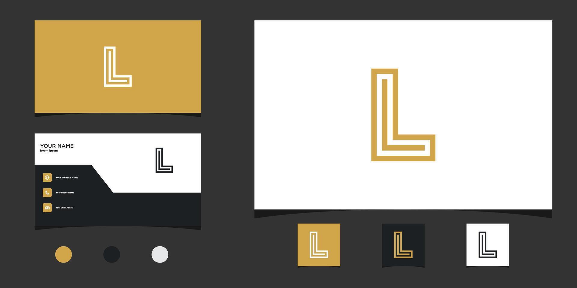 Letter L logo design with creative concept and business card. Premium vector