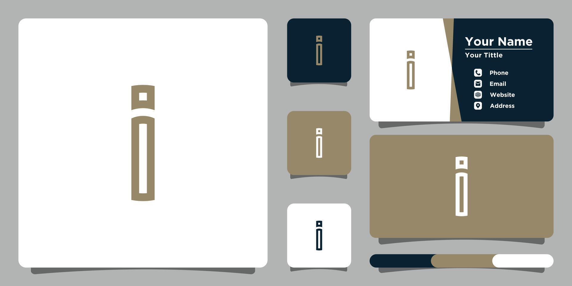 Letter I logo design with creative concept and business card. Premium vector