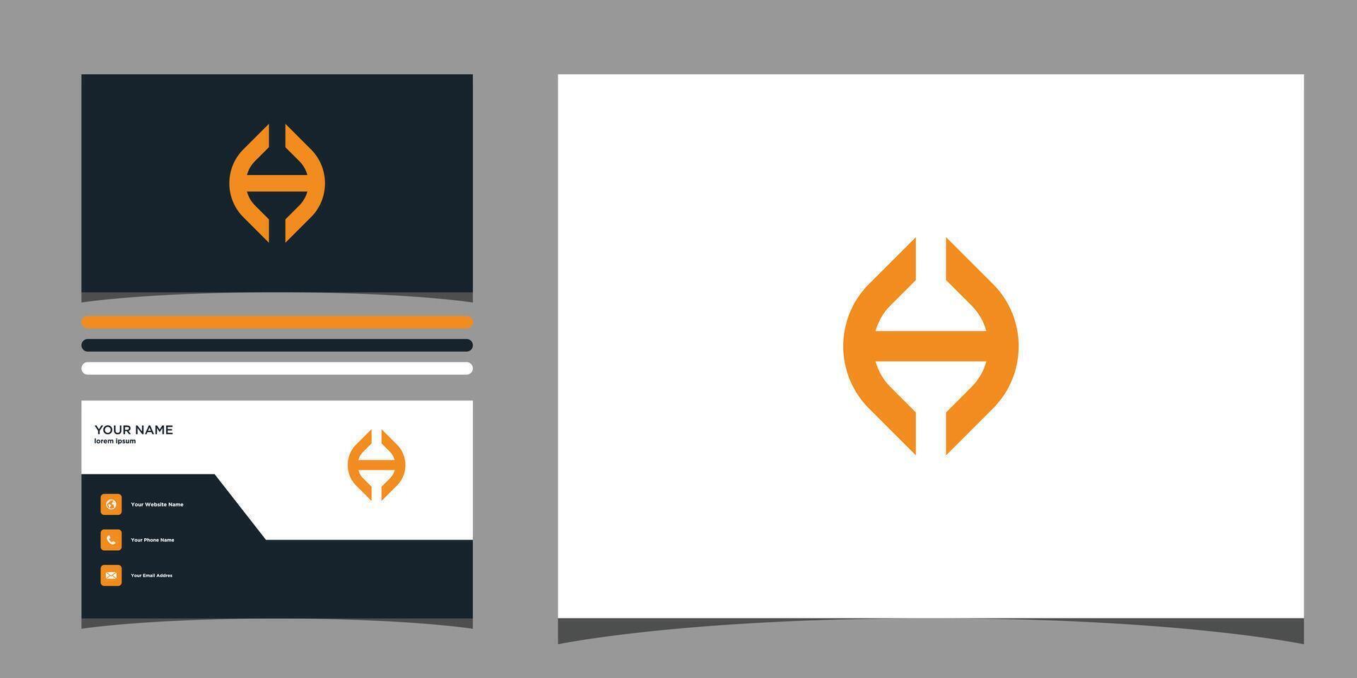 Letter H logo design with creative concept and business card. Premium vector