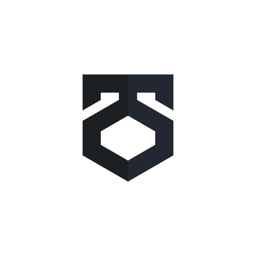Logo design combination of shield and number 25. Premium vector