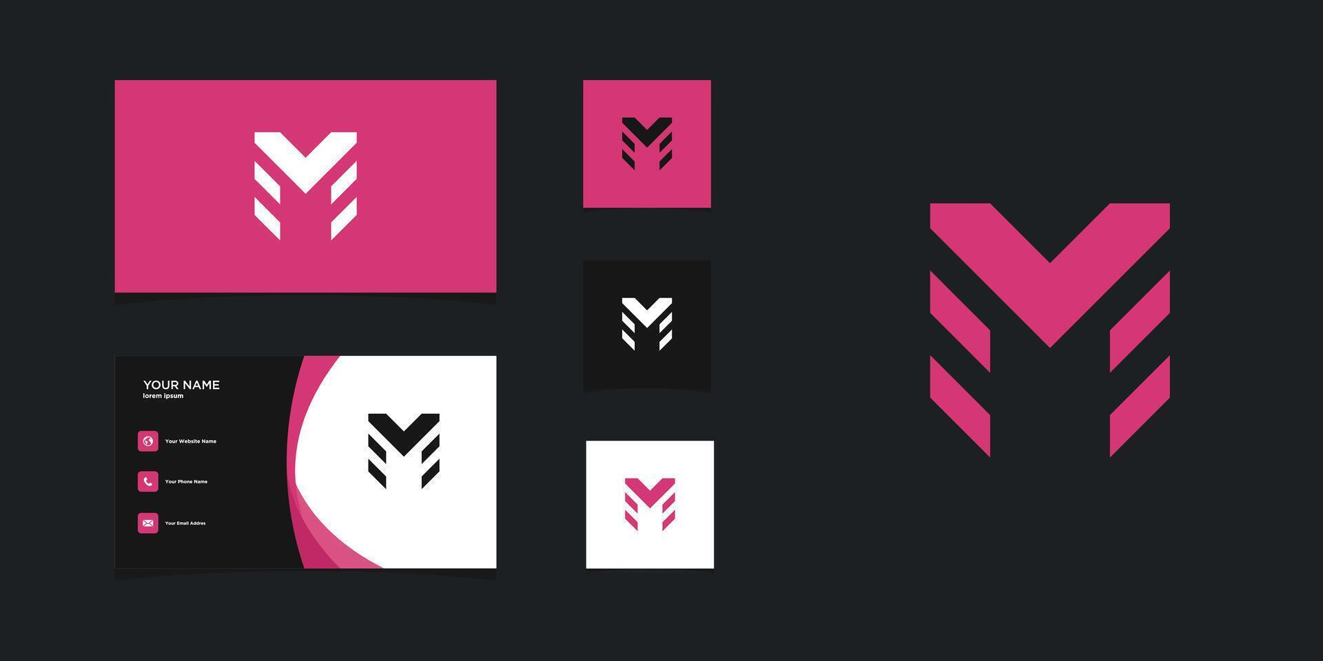 Letter M logo design with creative concept and business card. Premium vector