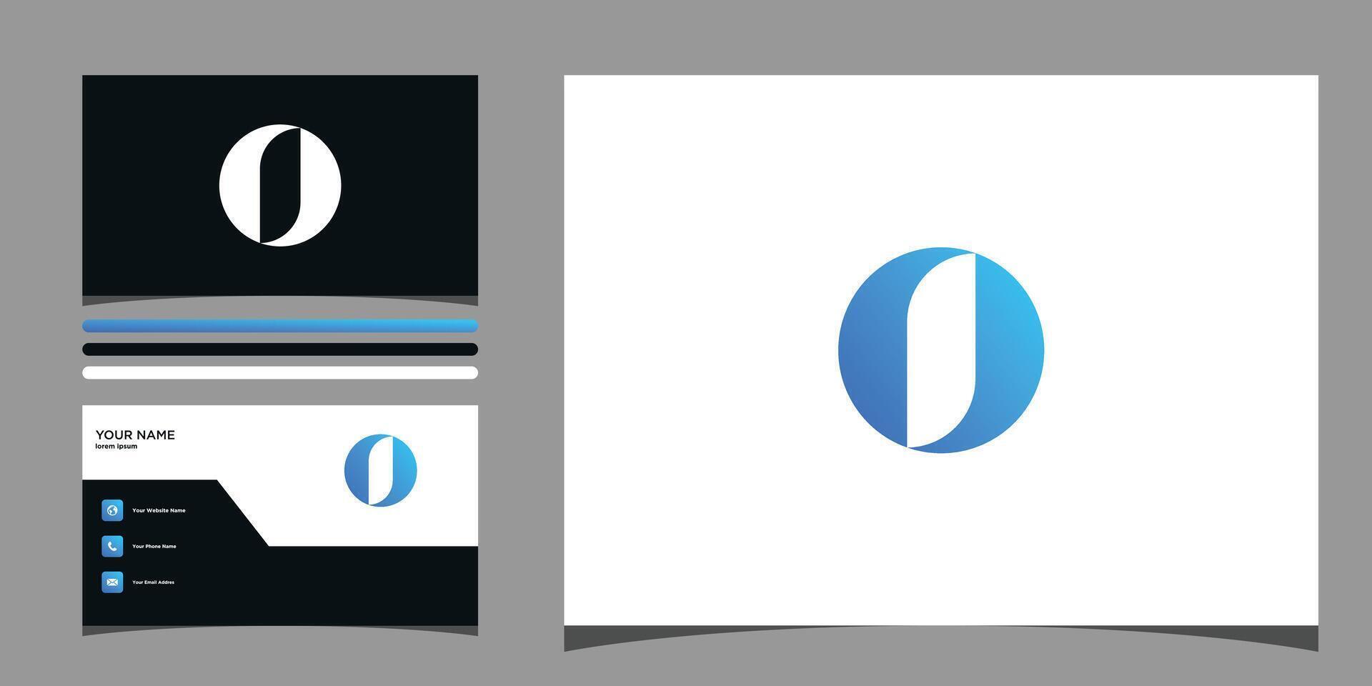 Letter O logo design with creative concept and business card. Premium vector