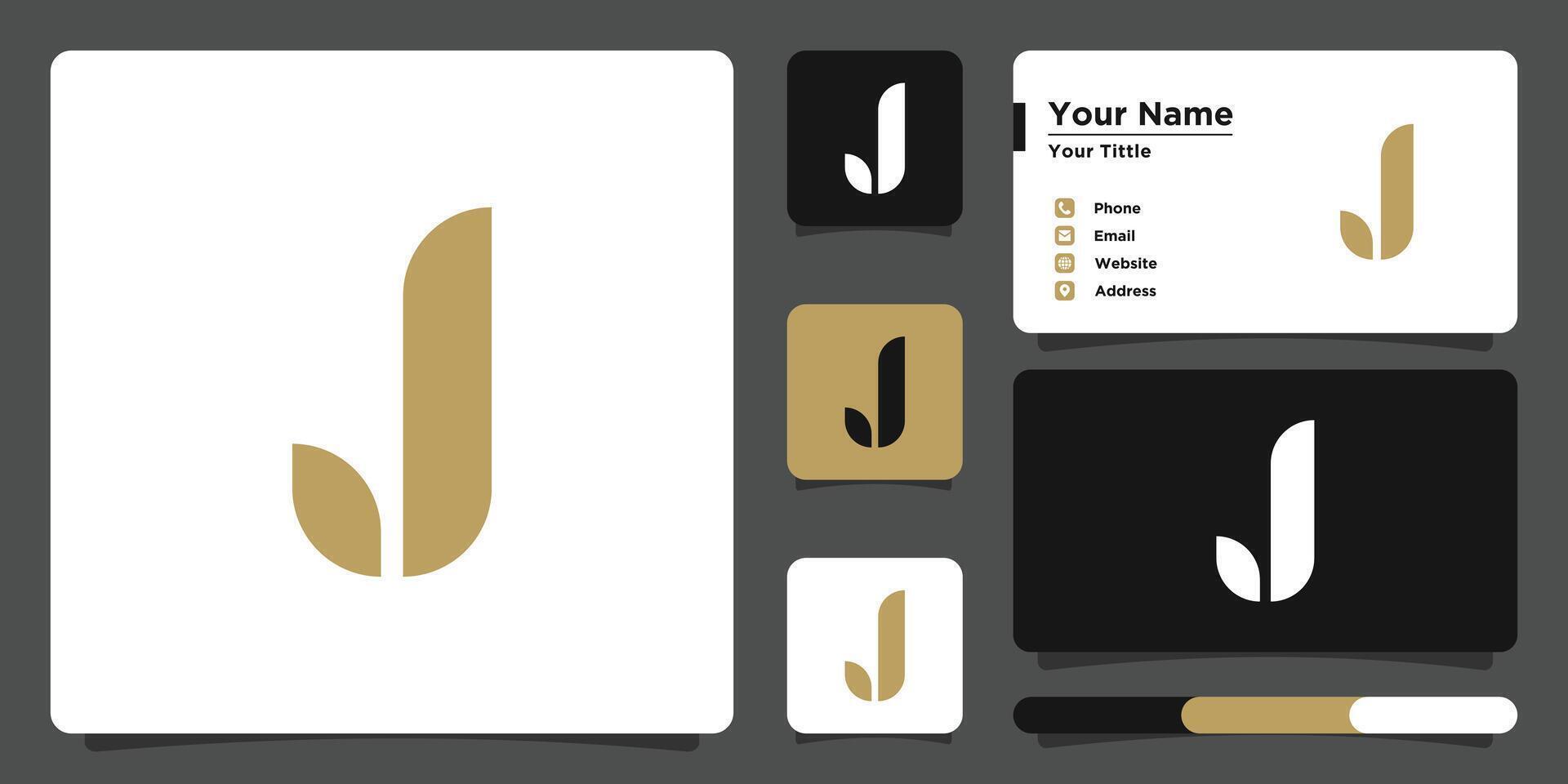 Letter J logo design with creative concept and business card. Premium vector